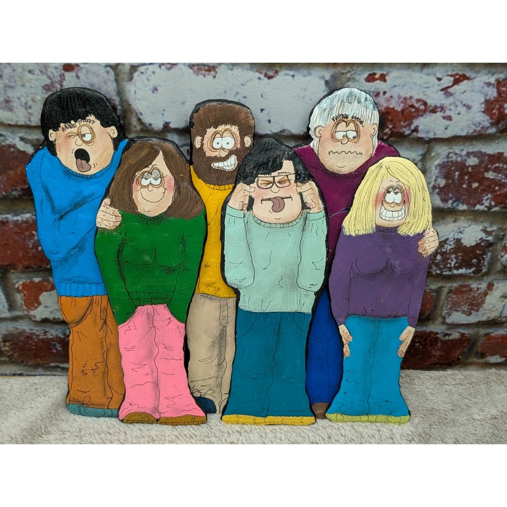 Handmade Folk Art Papier Mache Family Caricature Wall Sculpture OOAK Unsigned